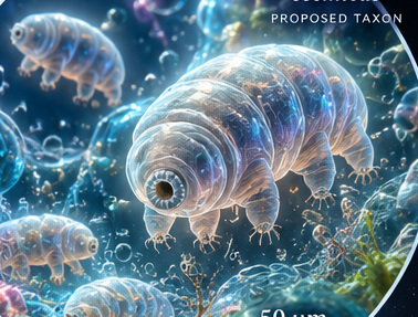 Magnified imaginative translucent tardigrade organisms